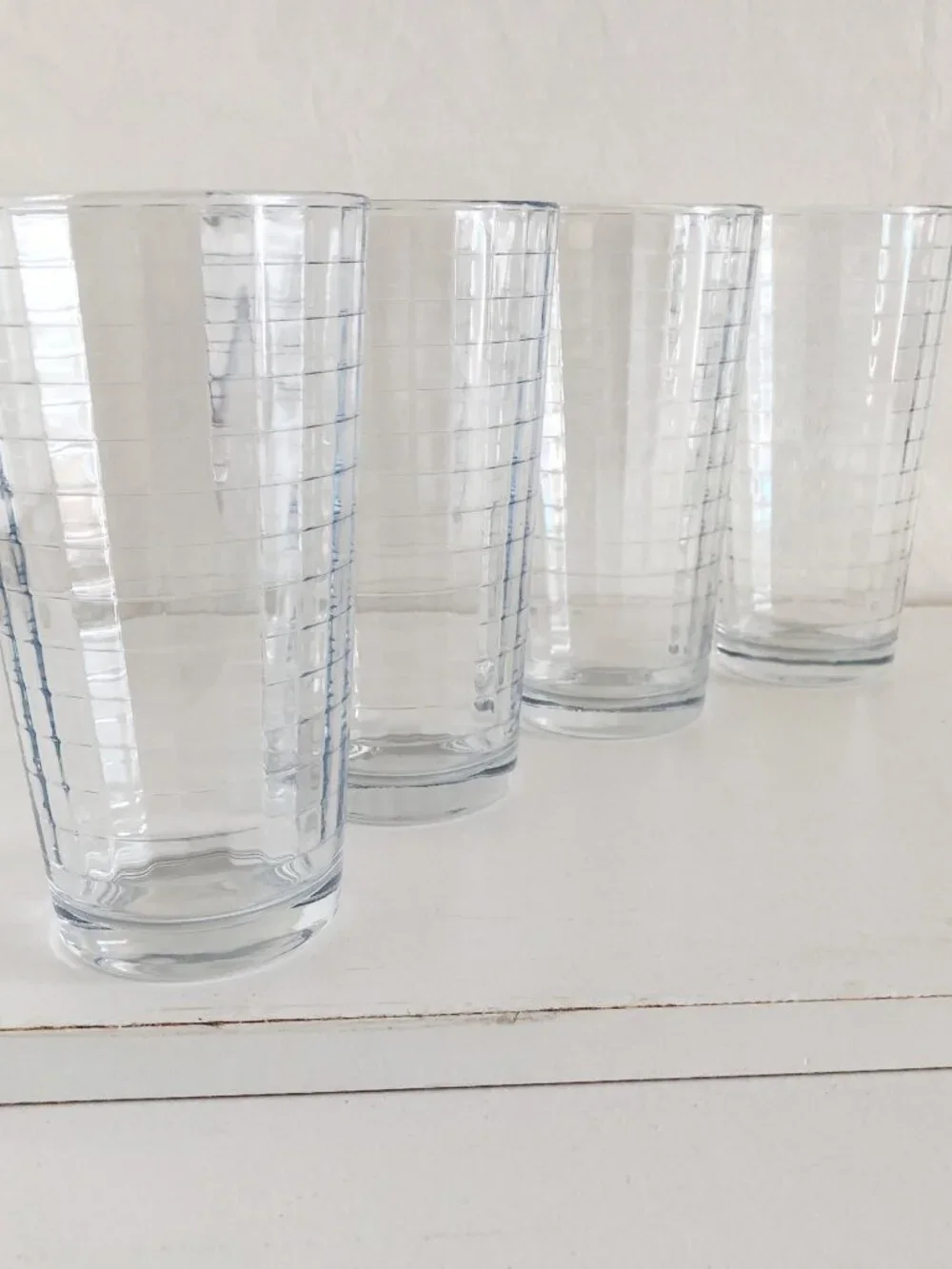 Clear Optic Windowpane Drinking Glasses Set of 4